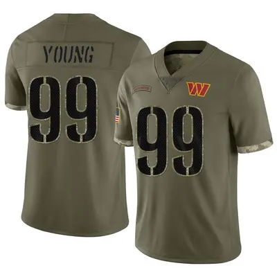 Men's Limited Chase Young Washington Commanders Olive 2022 Salute To Service Jersey