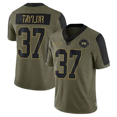 Men's Limited Devin Taylor Washington Commanders Olive 2021 Salute To Service Jersey