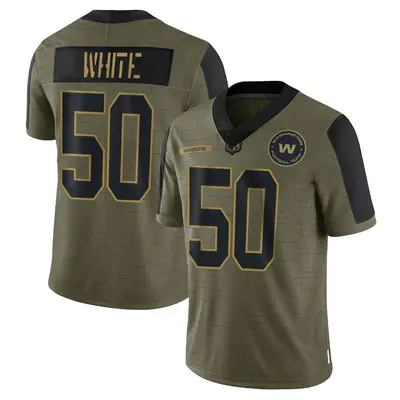 Men's Limited Drew White Washington Commanders Olive 2021 Salute To Service Jersey