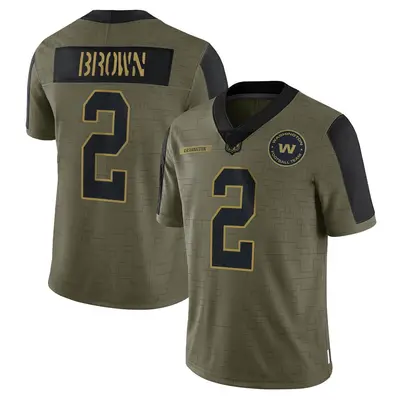 Men's Limited Dyami Brown Washington Commanders Olive 2021 Salute To Service Jersey