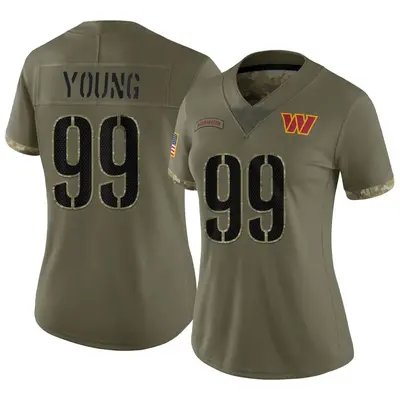 Women's Limited Chase Young Washington Commanders Olive 2022 Salute To Service Jersey