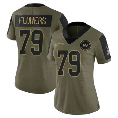 Women's Limited Ereck Flowers Washington Commanders Olive 2021 Salute To Service Jersey