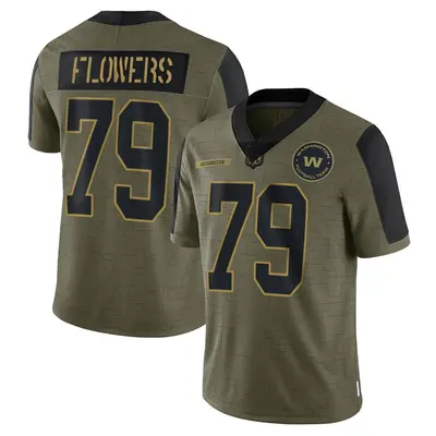 Youth Limited Ereck Flowers Washington Commanders Olive 2021 Salute To Service Jersey