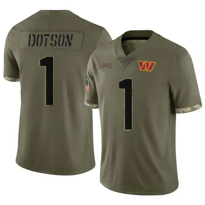 Youth Limited Jahan Dotson Washington Commanders Olive 2022 Salute To Service Jersey